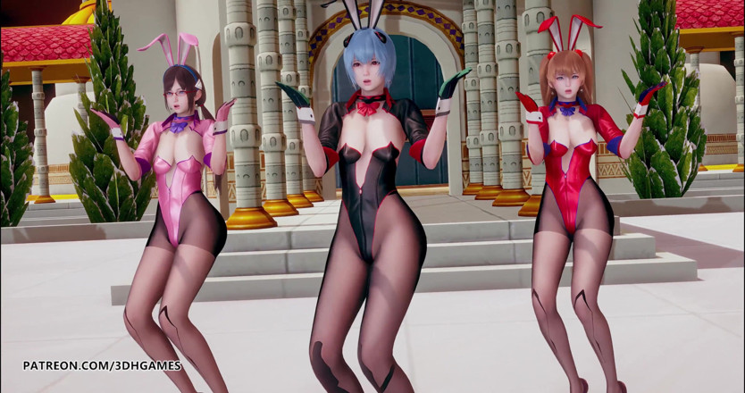 3D-Hentai Games: Somi - verjaardagsstripdans Evangelion Rei Ayanami Asuka Langley Sōryū Mari Illustrious...