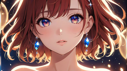 LustRender: ボケの夢:浮かぶ光の中の美しい若い女性