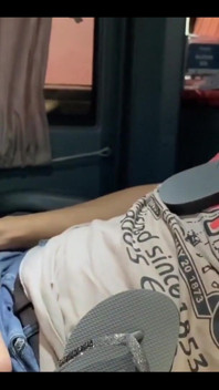 Passenger Cum on Pants While Licking Kiffa`s Flip Flops and Feet.