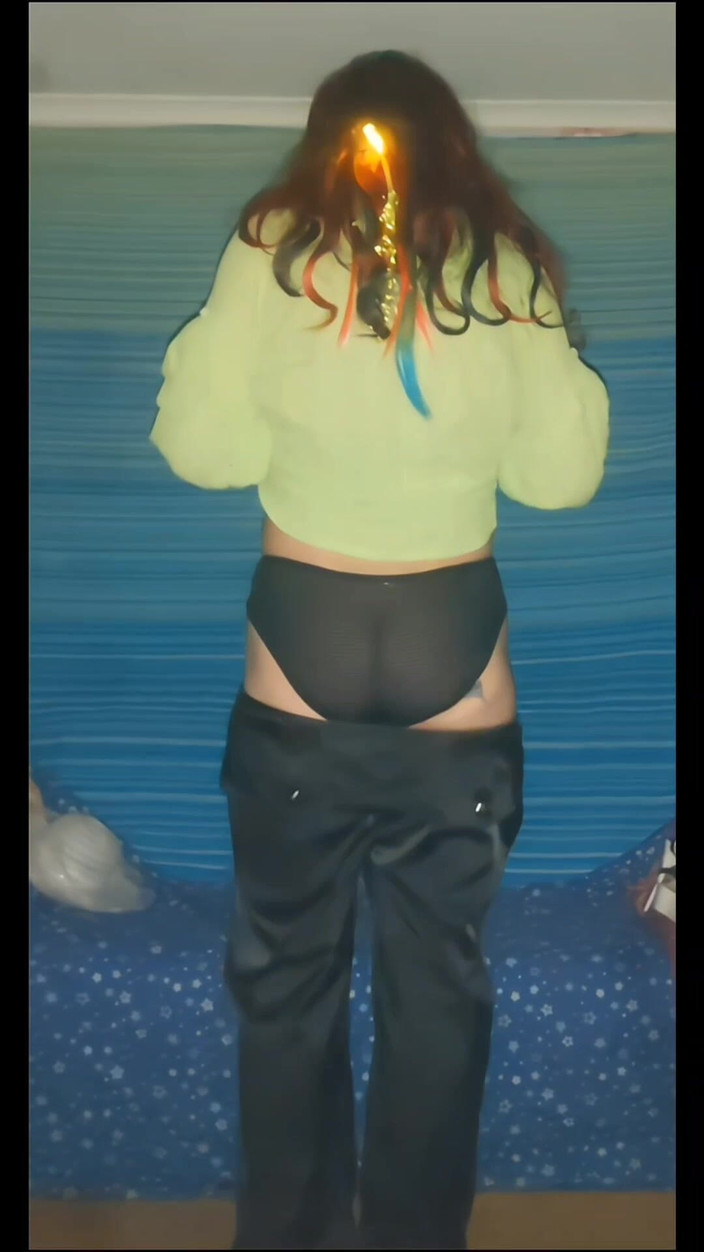 Lizzaali: Modelling in my baggy trousers and sexy black panties