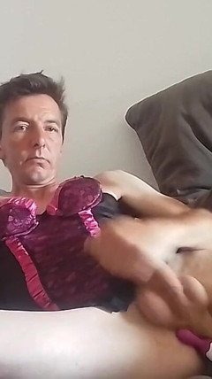 Leatransteen Rides Dildo, Pump Cock and Cums Massive