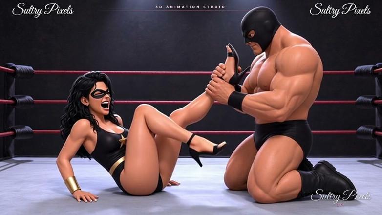 Sultry Pixels 3D: Pahlawan super bertopeng dengan sepatu hak tinggi kepergok dientot gaya...