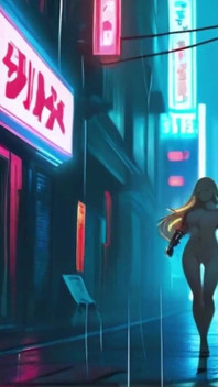 Dunia futuristik dengan wanita cantik dan Cyborgs
