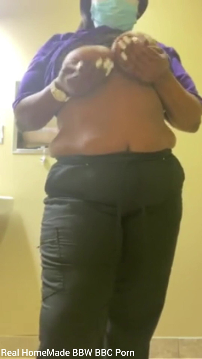 Super sexy ebony cuties: Squeezing Bouncing My Boobs Flashing My Pussy at Work