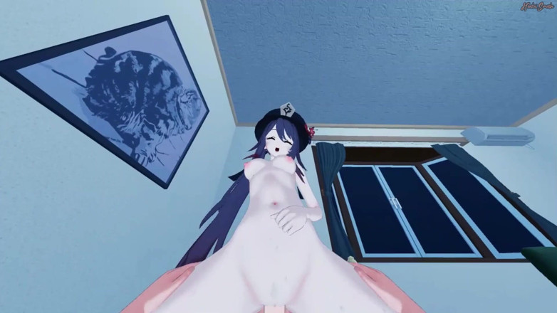 Hentai Smash: POV fucking Hu Tao cowgirl and then cumming inside her -...