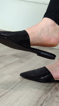 Coleção de sapatos de ponta dos pés, mulas planas de lantejoulas - Dame Olga (4k) (643)