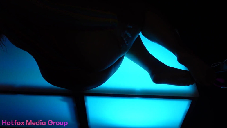 Hotfox Media Group: Stella Carter black backdrop glowing lights shoot