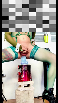 Cute Shemale Dildo Riding Outside with Panties by the Side