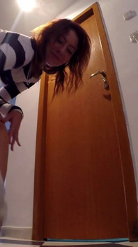 Skinny Redhead Cleaning Her Pipi Accident, She Just Wet Her Short Pants with Her Hot Pee