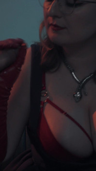 Spitting Blowjob Smoking MILF - Dominant Bitch in Glasses & Leather Gloves Edges & Bites Cock