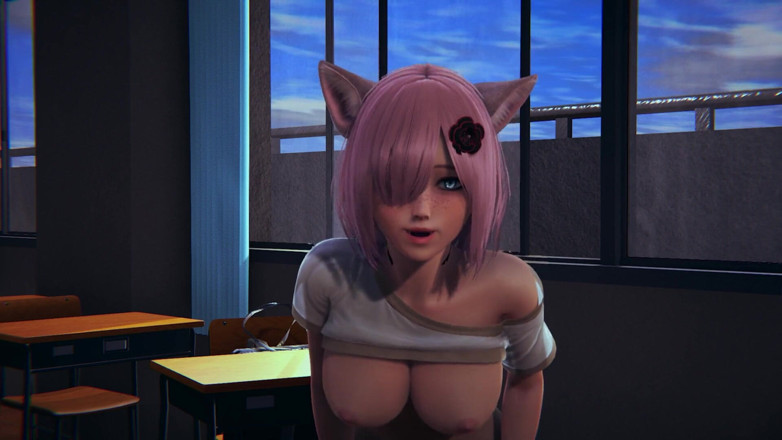 Waifu club 3D: Krásná agony Neko vysokoškolačka