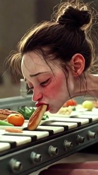 Extrem dünnes mädchen gefesselt - mit essen bis voll gestopft