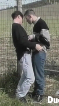 Lustful twinks make out and masturbate in the fields
