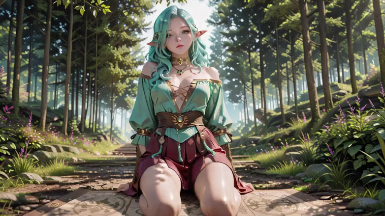Seraphina Vale: Lesní fantazie! Zelenovlasý Mage a Blue Elf na soukromé procházce