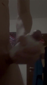 Horny Twink Milking His Dick and Playing with 21cm Dildo- Ass Stretcher