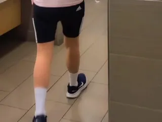 Femboy Wears Yoga Shorts Over Enema at Mall