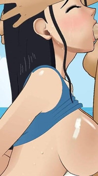 Nico Robin трахает ее в горло как маленькую шлюшку бойфренд Nami на пляже