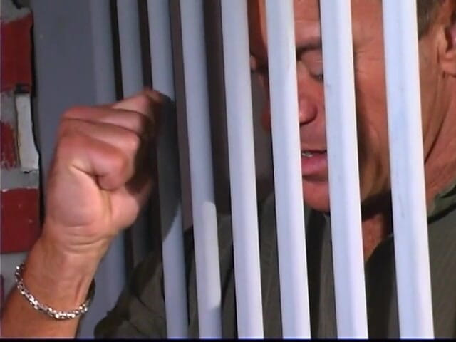 Lethal Babes: Randy spears fuck a horny blonde babe through the lattice