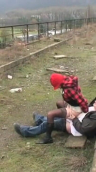 Stepdad picks up his stepdaughter from a college and then fucks her on a bridge