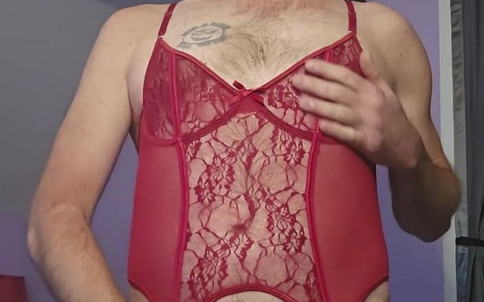 Fantasies in Lingerie: Seksi yeni kırmızı büyük memeli külotum ve çoraplarım