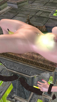 Porno di cartoni animati 3D - bella ragazza legata con una banana nella figa