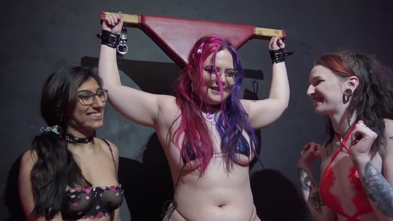 NM fetish femdom videos by Princess Nikki Cruel: Two Wild Girls Tickling Their Thick Big Titted Friend