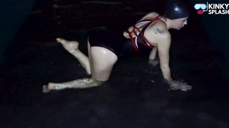 UKCuteGirl Lucy Lauren: Swimwear Rope Bondage in Water: Hogtied &amp; Gagged