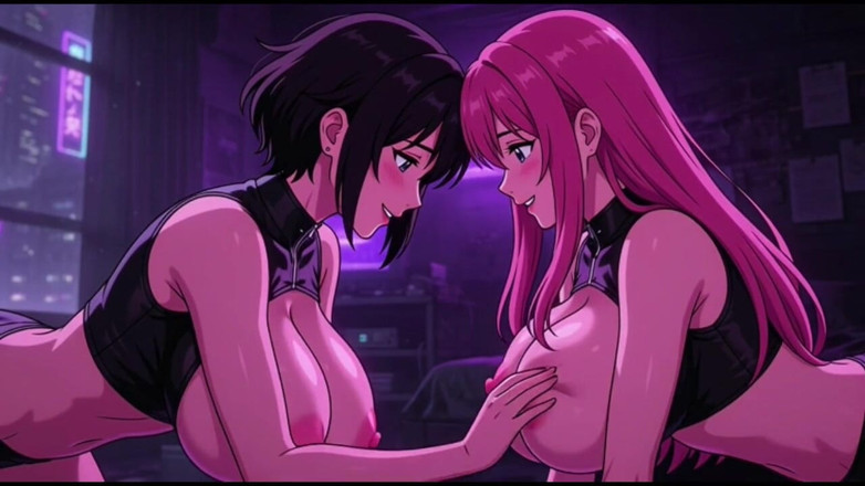Hot girl dancing: Gadis-gadis seru cyberpunk di kamar mereka, animasi ai