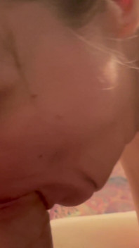 Mature Cougar Rubbing Her Saggy Boobs All Over His Legs and Sucking the Cum Out of Him and Swallowing!