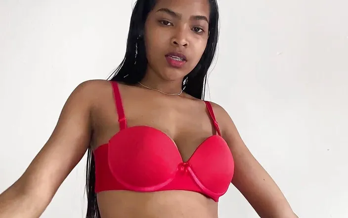 Katiaycerba: A Sexy Red Lingerie, Very Rich Masturbation