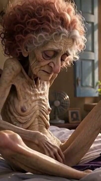 Very Old Widow Masturbates Her Wrinkled Pussy Alone and Craves a Huge Cock