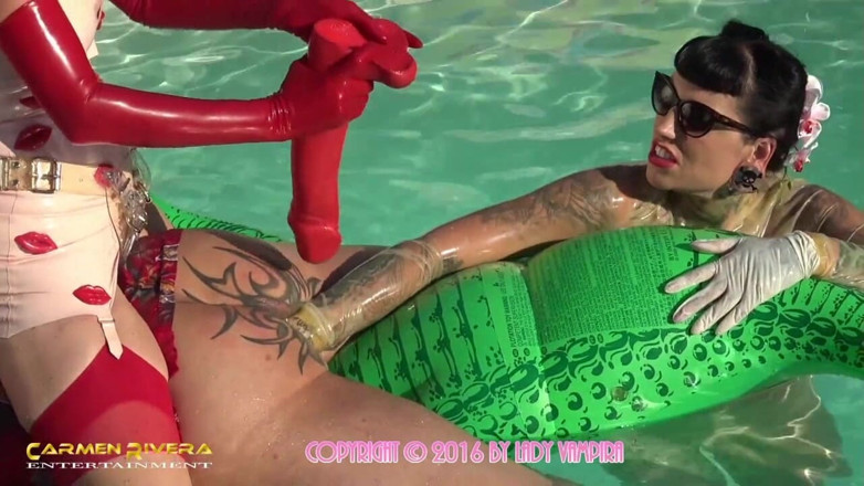 Domina Lady Vampira - SM Studio Femdom Empire: Carmen Rivera &amp; Lady Vampira are celebrating a pool party with...