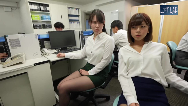 Lust lab: Office Temptation. Black Stockings Worker Teases with Sheer Lines, Close...