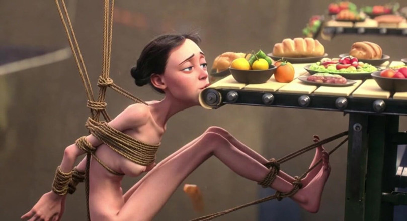 YOUR BEST FANTASY: Skinny Girl in Rope Bondage - Non-stop Feeding Session