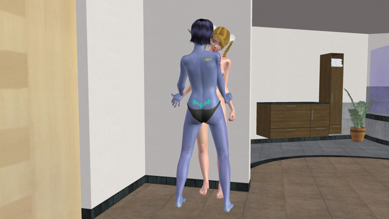 RenderLust: Porno lesbian 3D animat - Elf Blue Woman futând o tânără pizdă...