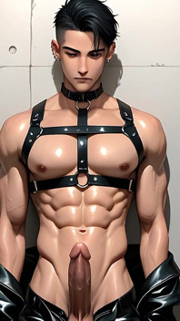 Soft Leather Twink in Harness Hard Slamming Fleshlight