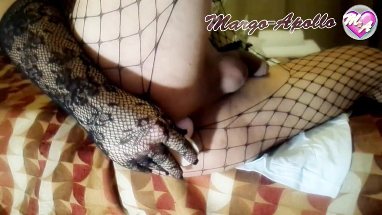 Margo Apollo: Sissy with butt plug on the sofa