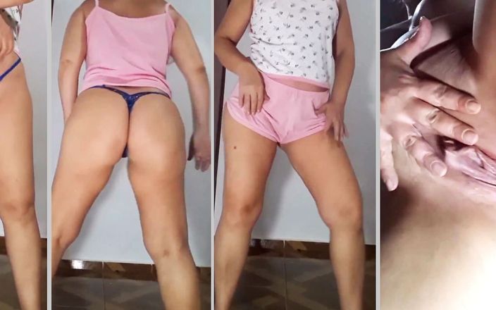 Mirelladelicia striptease: 脱衣舞，粉色娃娃短裤和蓝色内裤