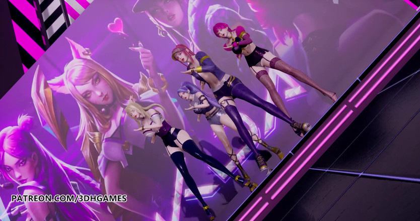3D-Hentai Games: Black Pink - Comment tu aimes ce strip-tease, Ahri, Akali, Evelynn,...