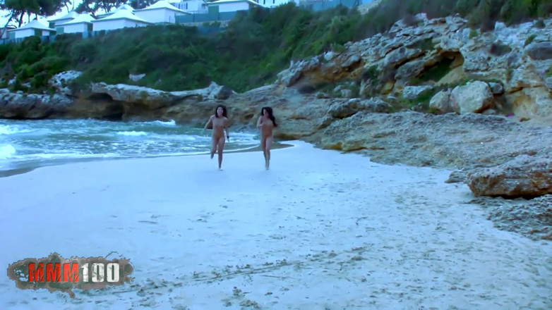 MMM100: Tiro porno en la playa con 2 zorras calientes