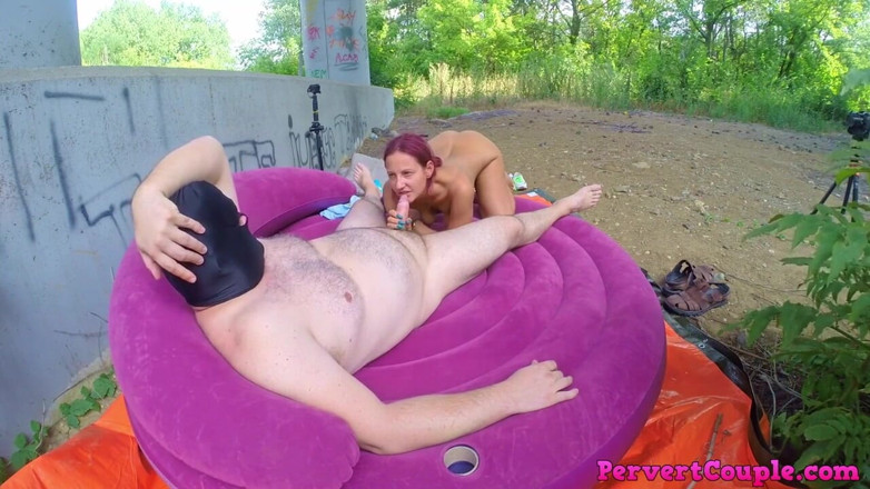Pervert Couple: I suck and ride thick cock outdoor for a long...