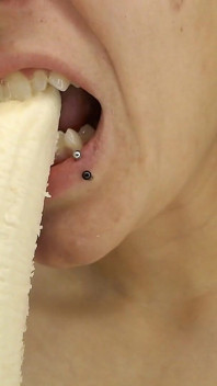 Naughty Eating Fetish Banana Piercings Big Lips