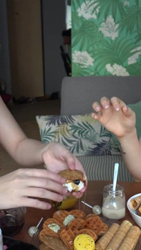 Eating Sweet Breakfast Naked with My Busty Girlfriend!