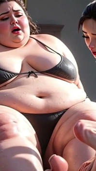 Extremely Skinny Girls Licking Obese Women's Feet