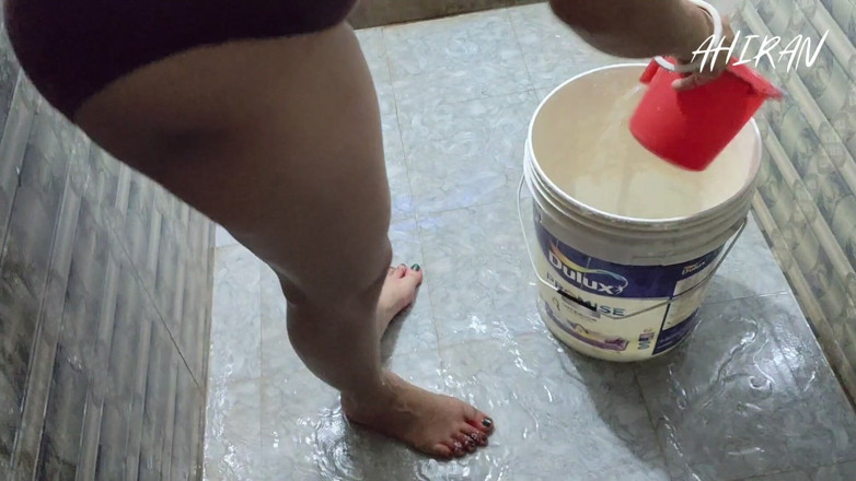Aahan Ahiran: Asian Indian Village Girl Forplay with Her Boyfriend in Bathroom....
