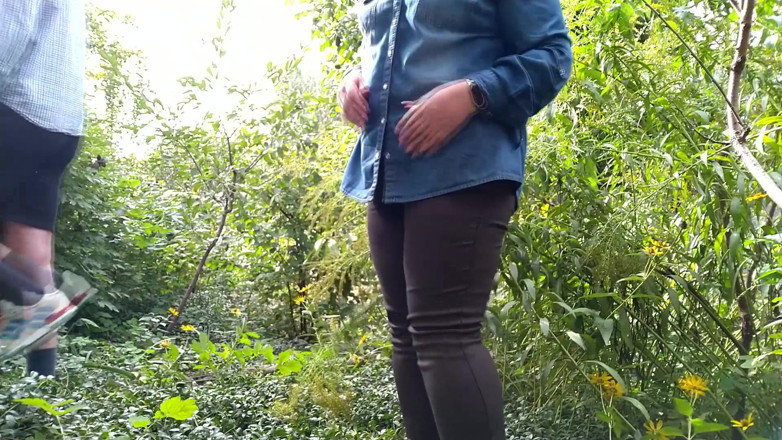 OurFetishLife: Curvy milf holds cock while he pees