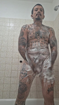 Thugged Out Mexican Jacking off in Showers