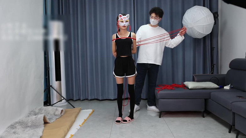 Asian bondage: A Young, Beautiful, Slender, and Adorable Girlfriend, with Black Stockings,...