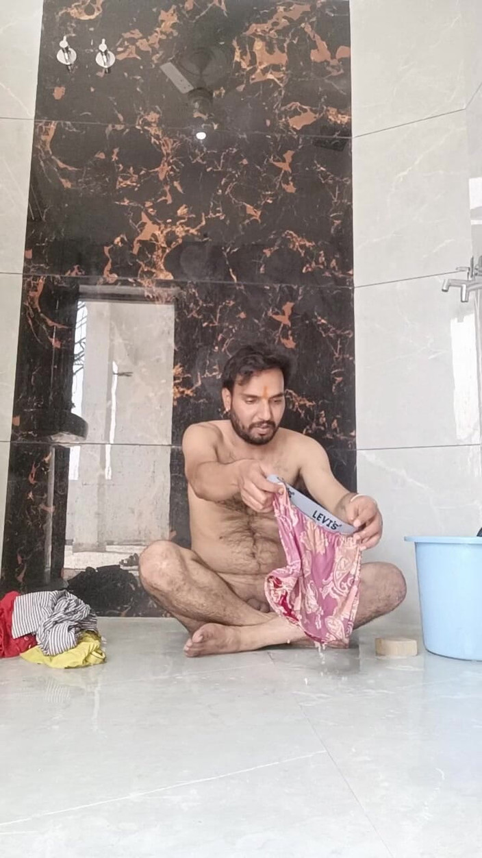 Rajasthani-old-lover: Desi Young Boy Enjoy Washing Stepfather Underwear and Enjoy Masterbation