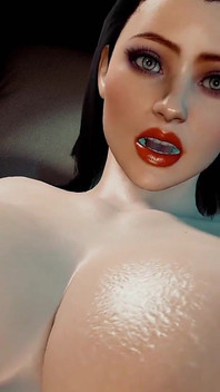 Curvy Brunette Take Huge Glass Dildo in Her Ass - 3D Porn